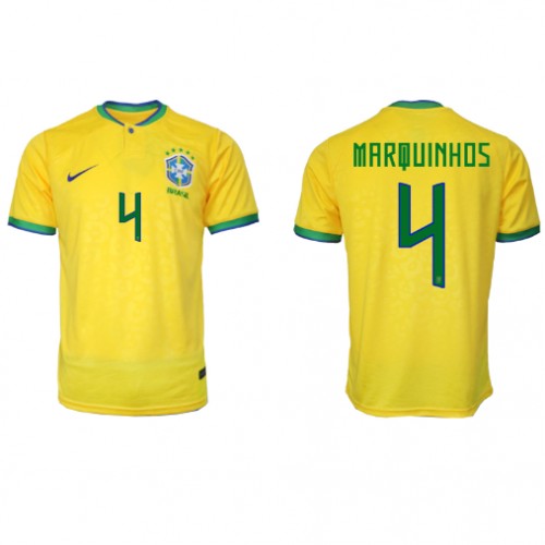 Brazílie Marquinhos #4 Domácí Dres MS 2022 Krátký Rukáv